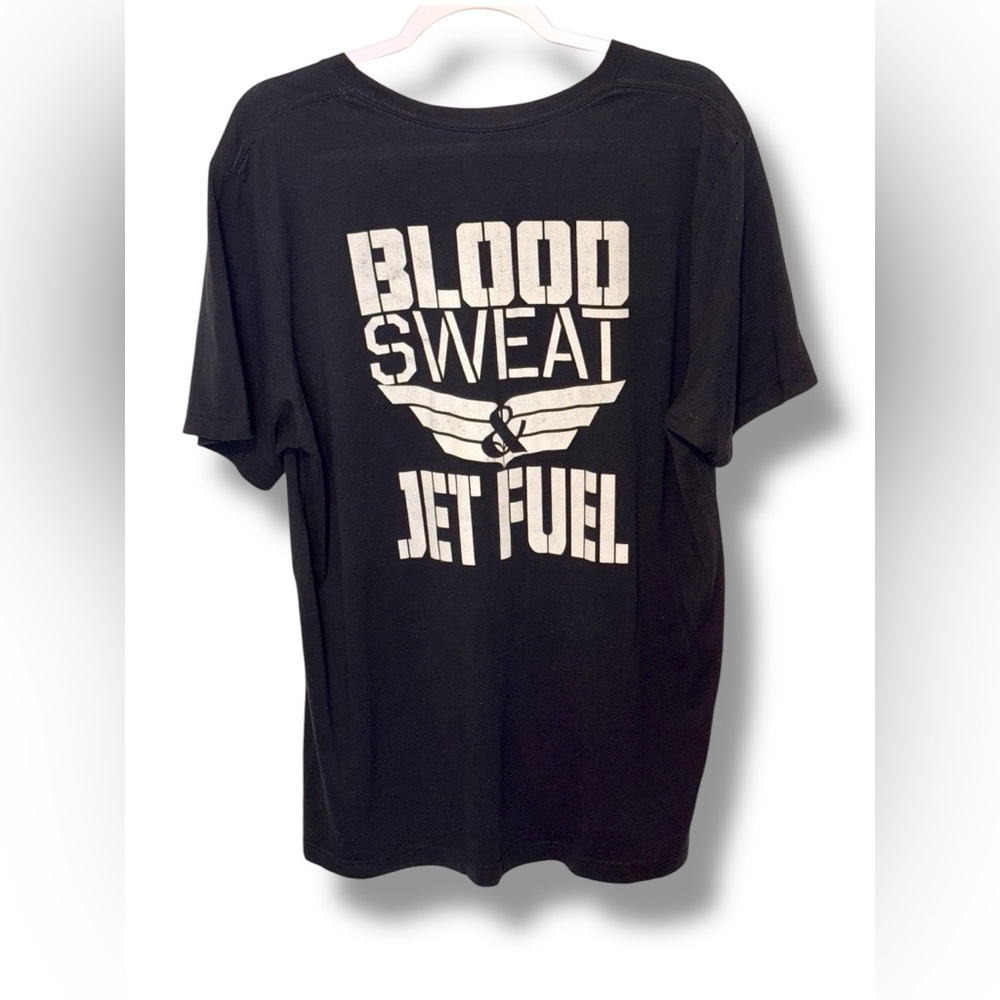 SHV Tac Air Black Blood Sweat & Jet Fuel Graphic T-Shirt Men's Size Large